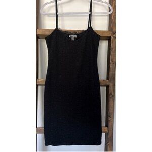 Leith Black Lace Trim Slip Mini Dress XS EUC LBD